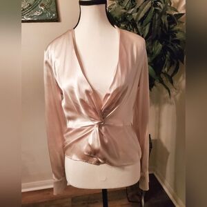 Pinko Baradero Blush Satin Stretch Blouse Sz 38 US S